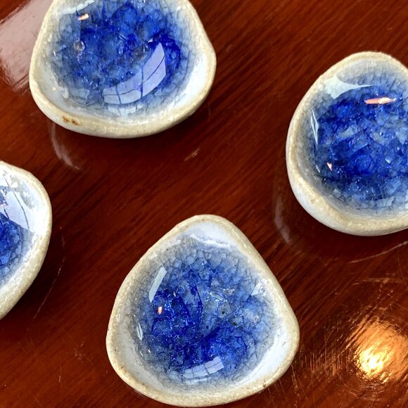 RARE Vtg Natural Stone Ceramic Mini Chopstick Rest Holder Set 12pcs Handmade - Picture 3 of 10